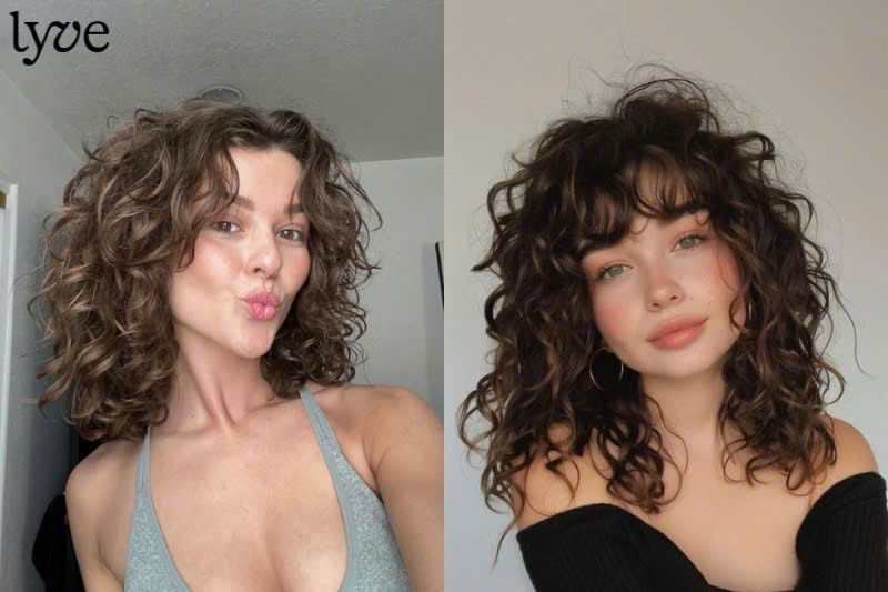 Tóc ngắn xù mì cho mặt tròn theo kiểu Hippie