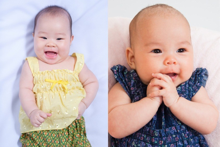 Bé gái 1 tuổi với kiểu tóc cạo trọc mát mẻ và tinh nghịch