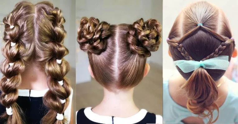 Bé gái 10 tuổi với kiểu tóc đuôi ngựa cao sành điệu và khuôn mặt tròn