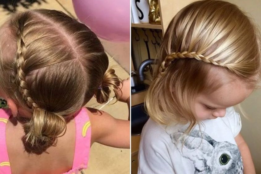 Bé gái 4 tuổi với các kiểu tết tóc ngắn nhỏ xinh