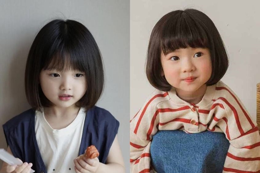 Bé gái với kiểu tóc bob ngắn ngang vai dễ thương