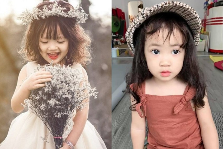 Bé gái xinh xắn với kiểu tóc xoăn nhẹ phù hợp khuôn mặt dài