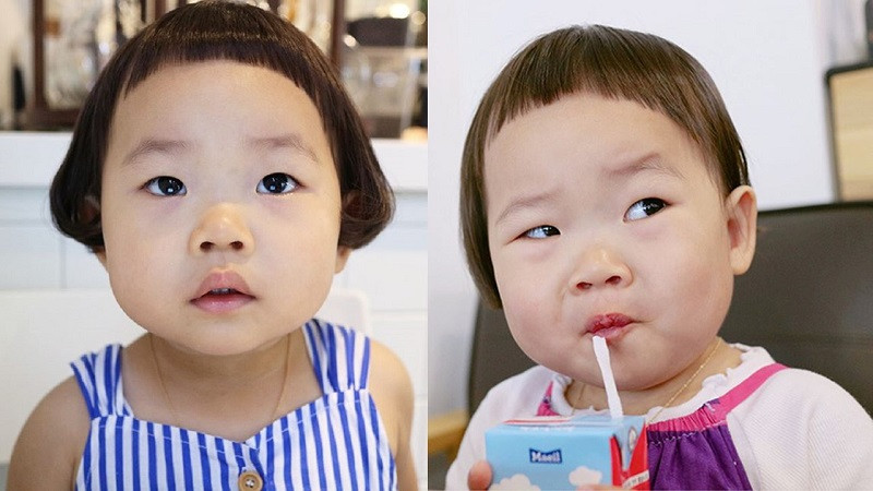 Bé trai 8 tháng với kiểu tóc mái vòm Hàn Quốc, trắng trẻo mũm mĩm