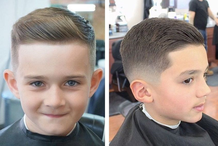 Bé trai mặt dài với kiểu tóc undercut hiện đại, tạo phong cách mạnh mẽ và cá tính.