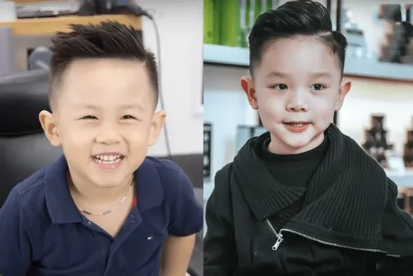 Bé trai mặt tròn đáng yêu với kiểu tóc side part gọn gàng