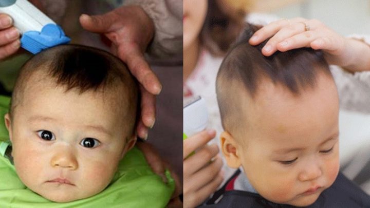 Bé trai với kiểu tóc trái đào đáng yêu, gọn gàng