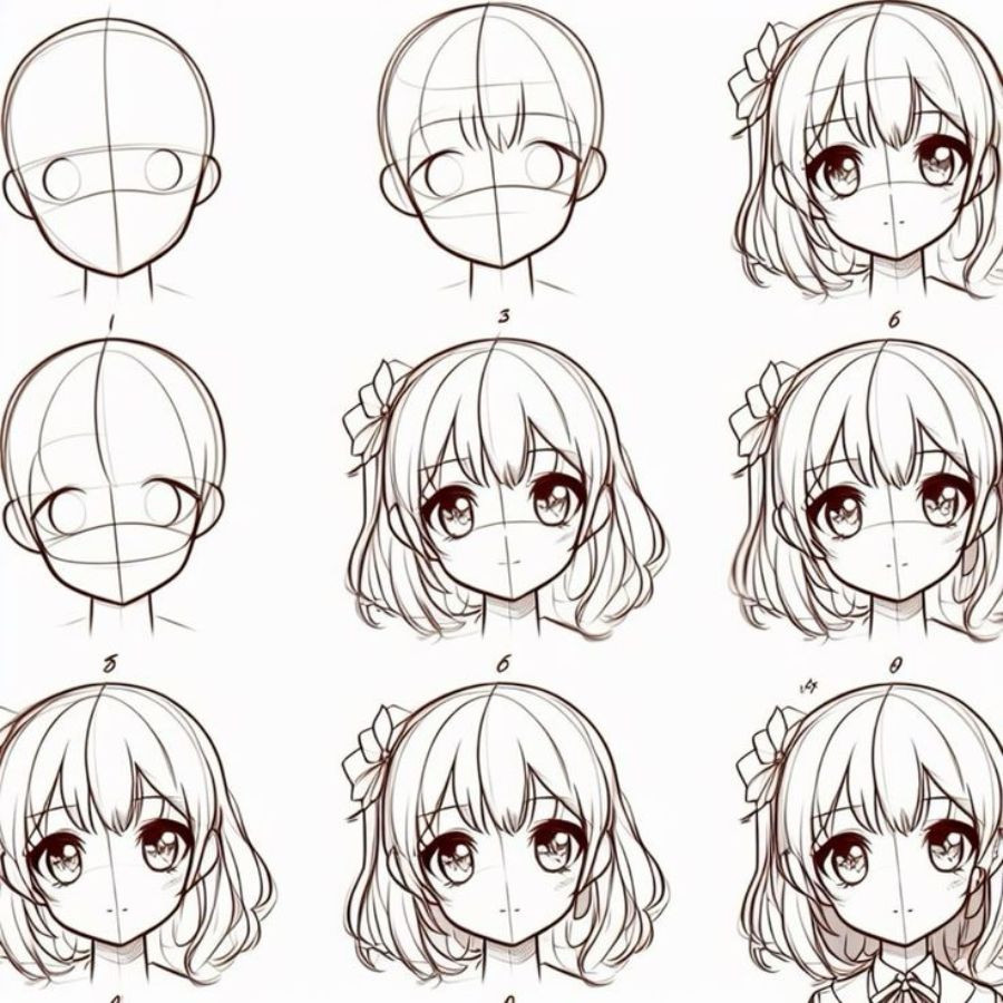 Bí quyết vẽ tóc anime nữ ngắn phong cách