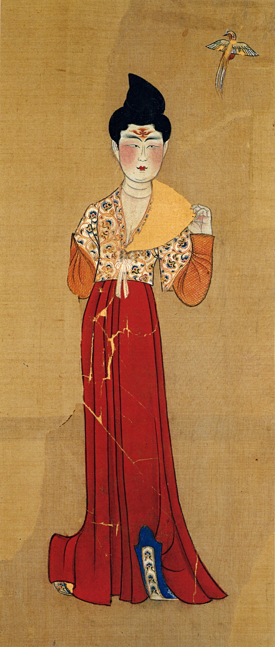 Bích họa đơn loa kế tại mộ cổ Astana, cho thấy sự tương đồng kiểu tóc với phụ nữ Việt thời xưa