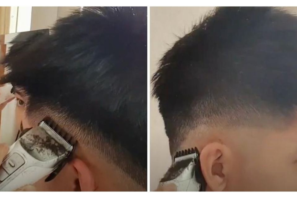 Bước 2: Dùng cữ 3mm tạo độ chuyển cho tóc lính thủy đánh bộ 2024