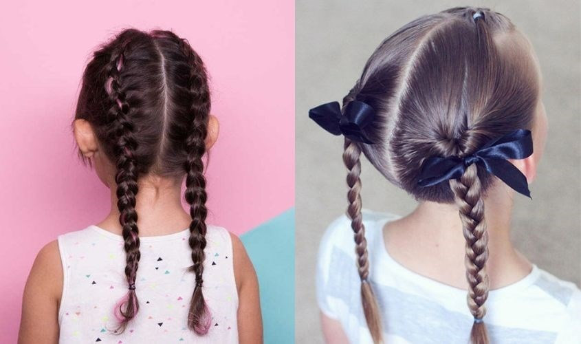 Các kiểu tóc buộc cho bé gái tết tóc hai bên
