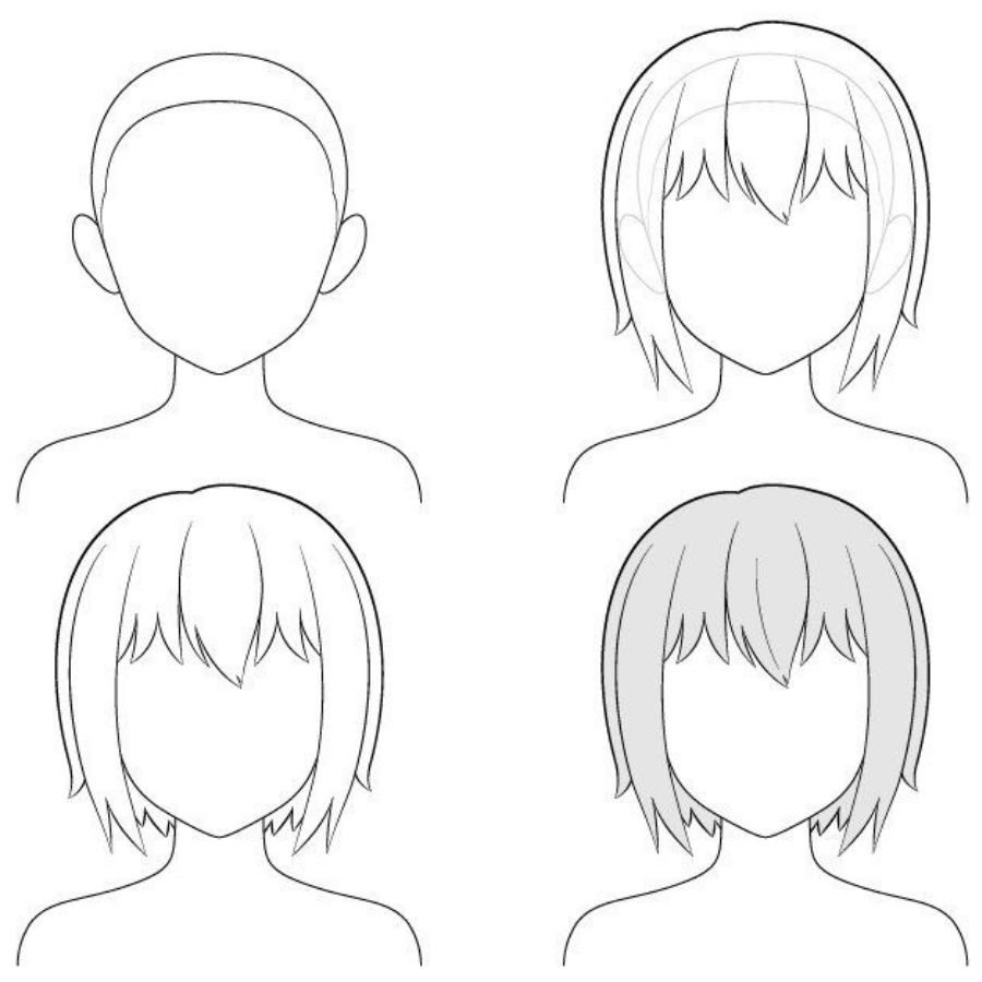 Cách vẽ tóc ngắn anime nữ