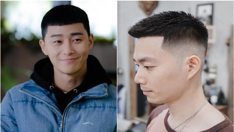 Chàng trai với kiểu tóc Crew Cut ngắn gọn, thể hiện sự lịch lãm và phong thái hiện đại.