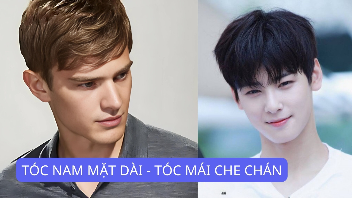 Chàng trai với kiểu tóc mái che trán, giúp cân đối khuôn mặt dài