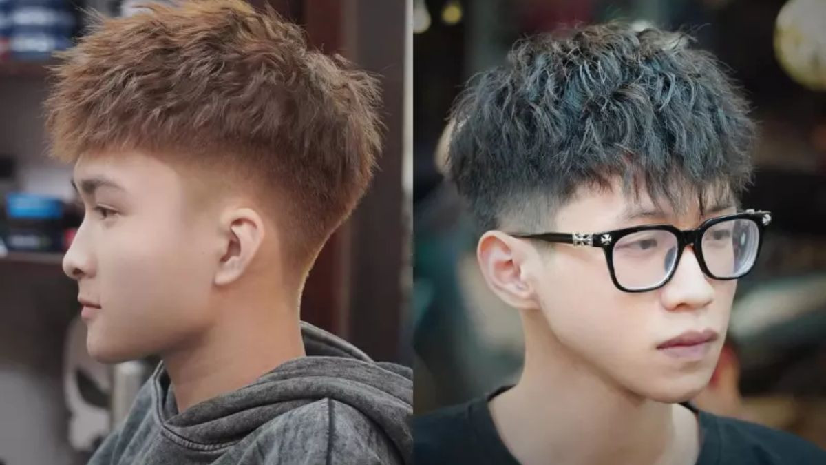 Chàng trai với kiểu tóc ruffled mohican mạnh mẽ