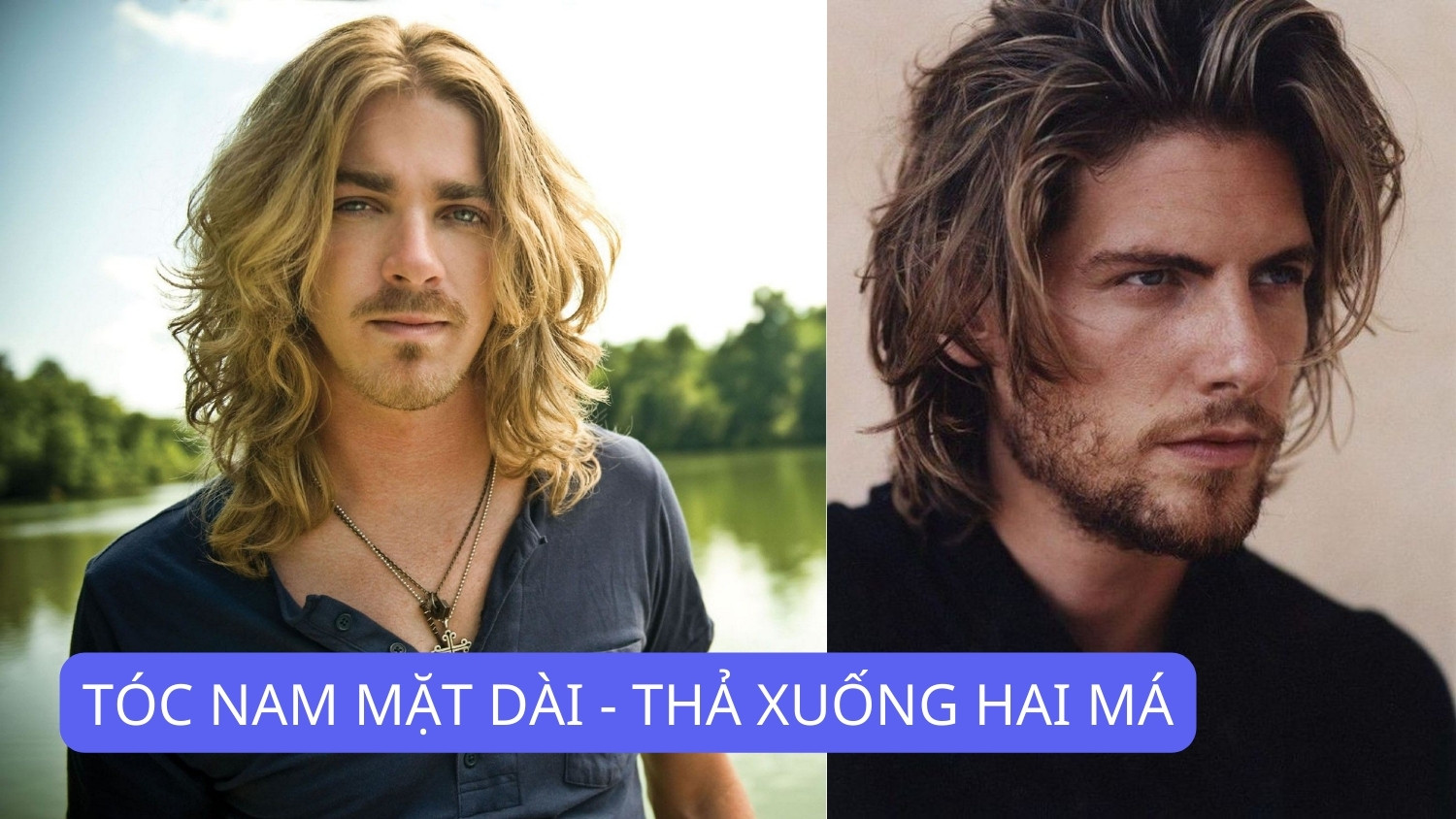 Chàng trai với kiểu tóc thả tự nhiên hai bên má, làm mềm mại khuôn mặt dài