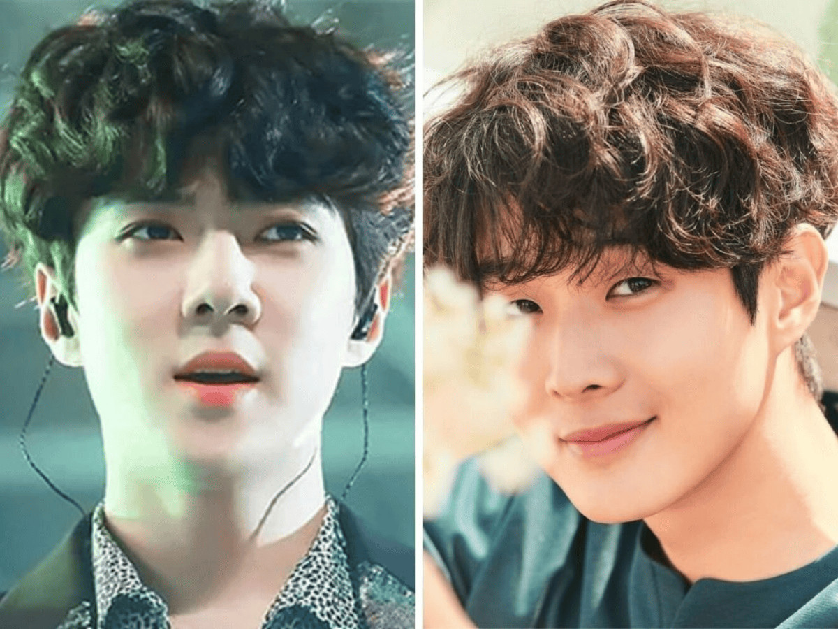 Chàng trai với kiểu tóc xoăn bồng bềnh tự nhiên, giúp làm mềm mại và tạo chiều sâu cho khuôn mặt tròn