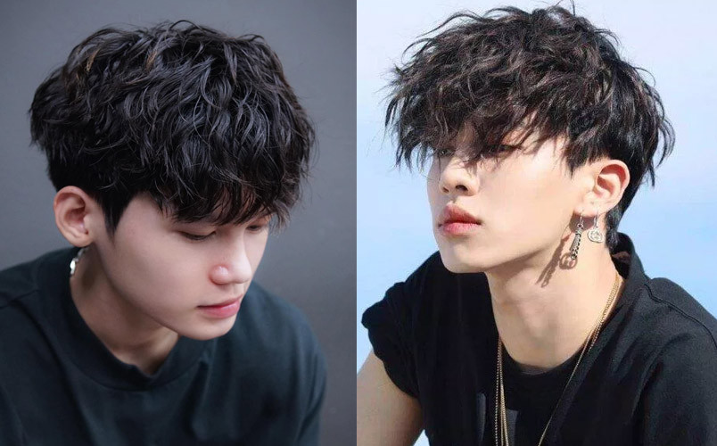 Chàng trai với kiểu tóc xoăn ruffled layer thời thượng