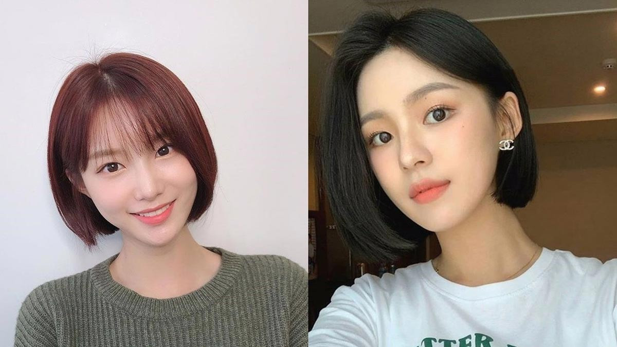 Cô gái có mái tóc ngắn duỗi phồng cúp chữ C ôm gọn khuôn mặt