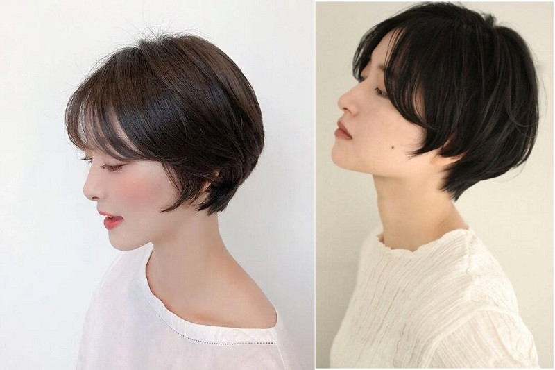 Cô gái mặc áo dài xanh mint với tóc tém dập phồng cá tính