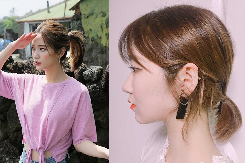 Cô gái tạo kiểu tóc đuôi ngựa cao cá tính cho tóc ngắn