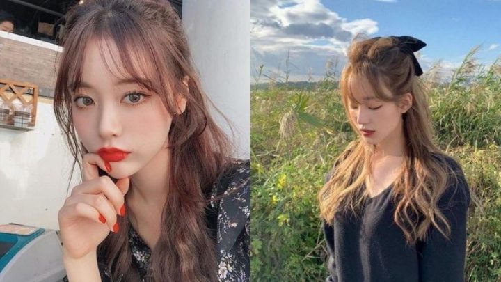 Cô gái tóc dài sóng nhỏ mái thưa cột nửa đầu trẻ trung và dịu dàng