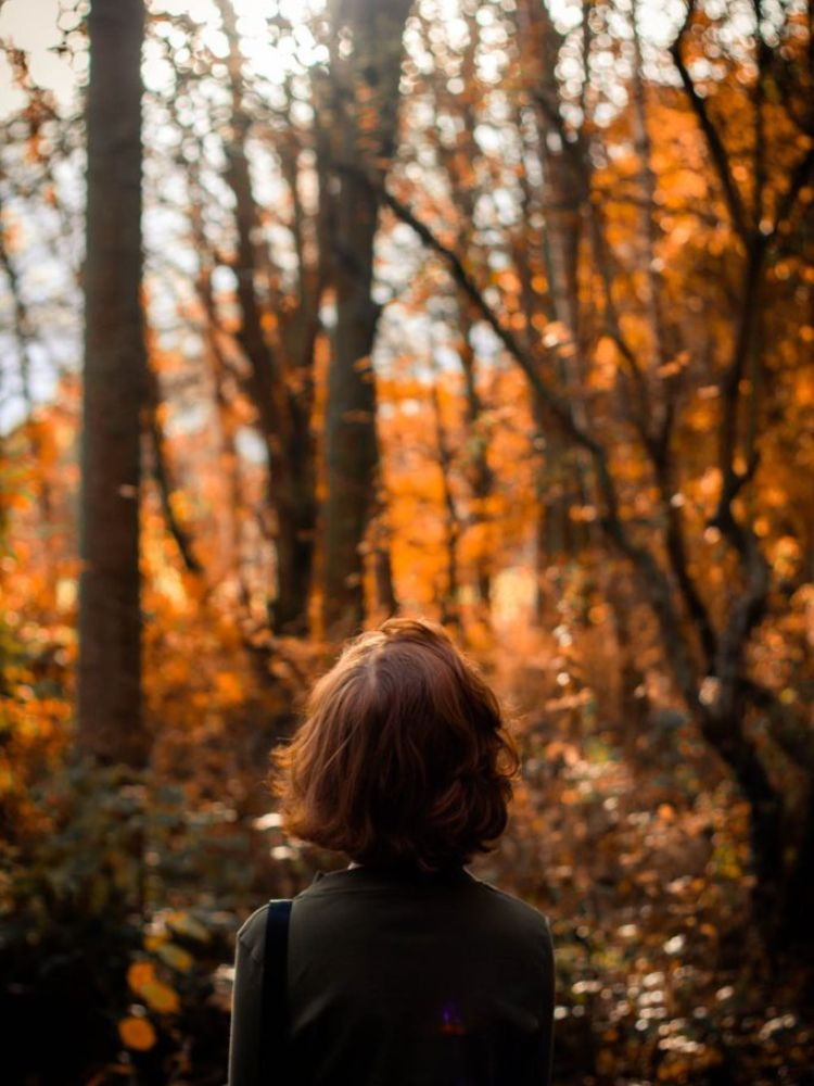 Cô gái tóc ngắn tạo dáng trên cánh đồng hoa