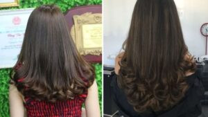 Cô gái tóc uốn đuôi chữ C trẻ trung