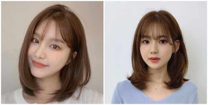 Cô gái với kiểu tóc ngắn layer uốn tự nhiên, mái bay nhẹ nhàng