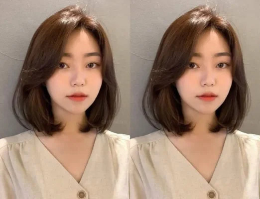 Cô gái với kiểu tóc ngắn uốn cụp xoăn lơi Hàn Quốc dịu dàng