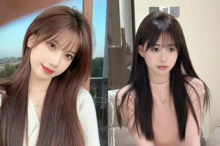 Cô gái với mái tóc dài thẳng mái thưa