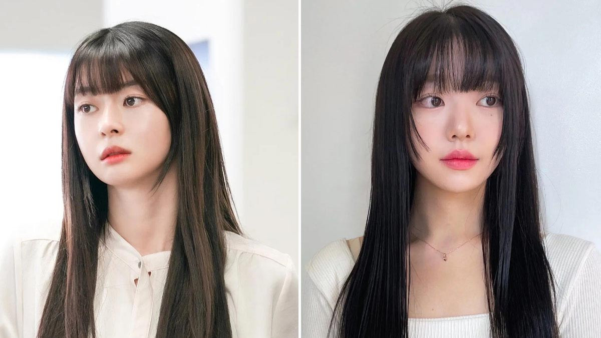 Cô gái với mái tóc ngắn duỗi phồng mái bằng màu đen cá tính