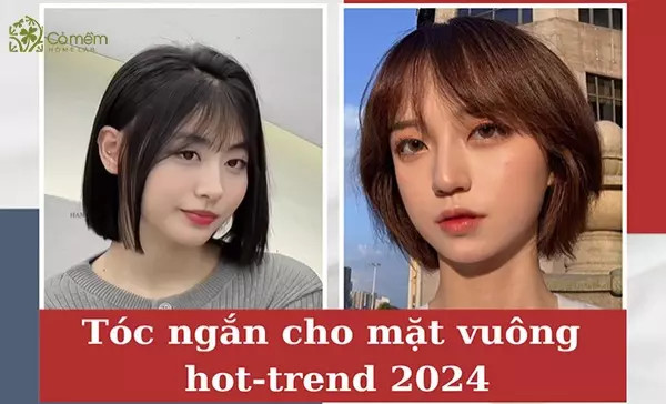 Cô gái với mái tóc ngắn ép thẳng ôm sát mặt vuông, tạo vẻ đẹp dịu dàng và thanh thoát