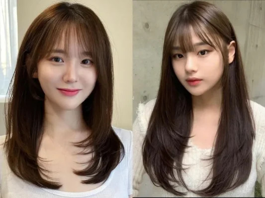 Cô gái với mái tóc ngắn layer tinh tế, kết hợp mái thưa trẻ trung