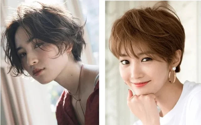 Cô gái với mái tóc ngắn uốn xoăn bồng bềnh