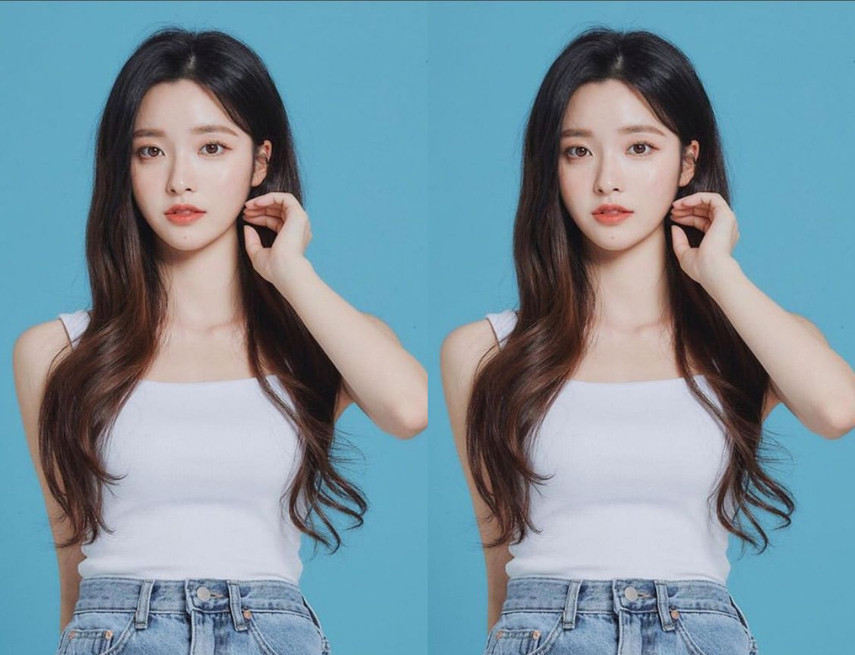 cô gái với mái tóc ngang lưng uốn đuôi phong cách Hàn Quốc