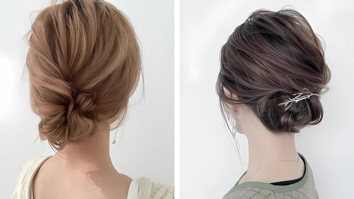 Cột tóc ngắn búi thấp quý phái