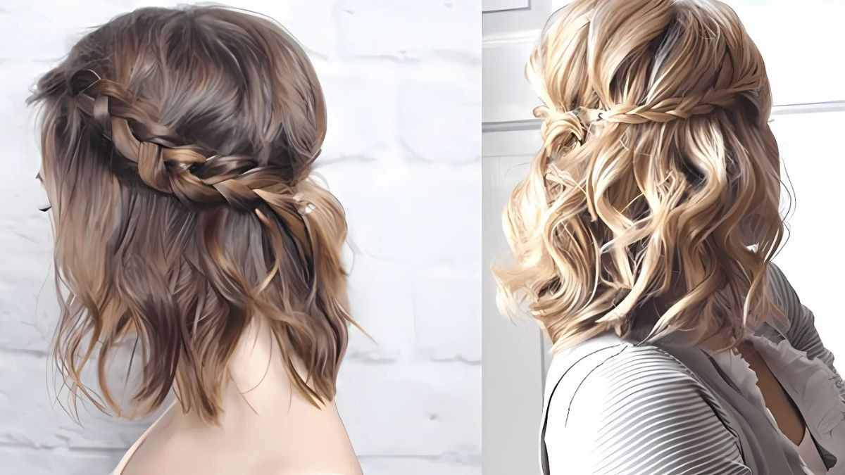 Cột tóc ngắn đẹp kết hợp tết tóc