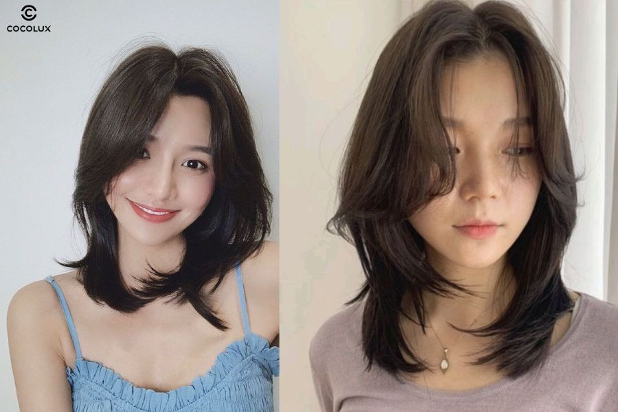 Hai mái uốn cong nhẹ che trán khéo léo, phù hợp với phong cách nữ tính, hiện đại