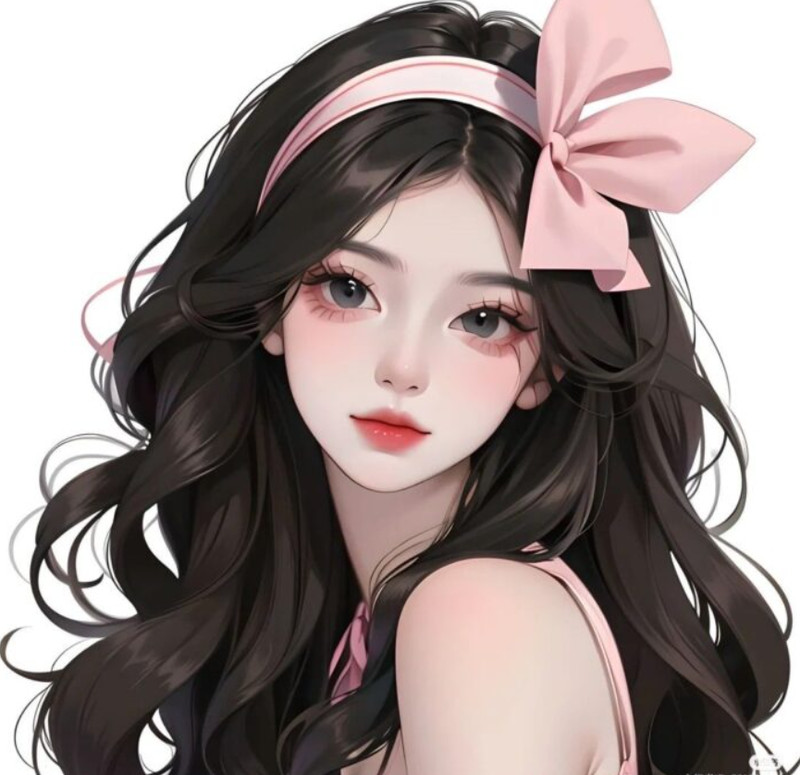 Hình ảnh cô gái anime với kiểu tóc xoăn lọn to bồng bềnh