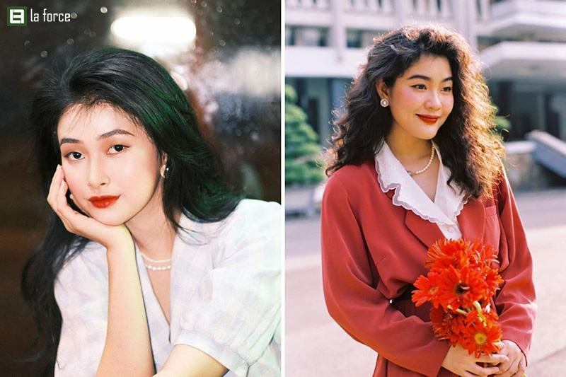 Hình ảnh một người phụ nữ với kiểu tóc xoăn bồng bềnh kiểu Hong Kong 90s