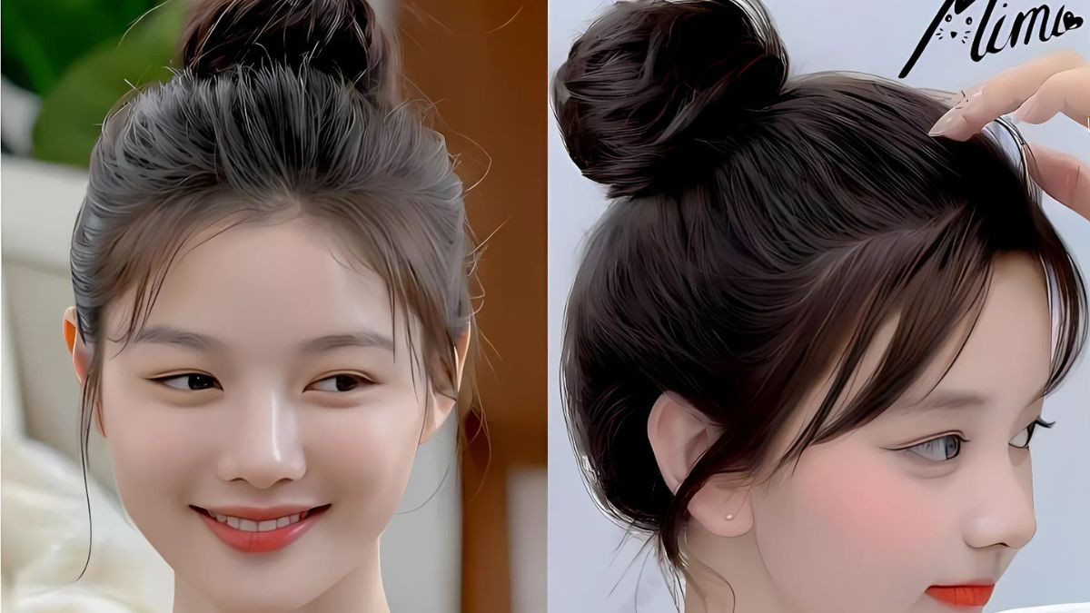 Hướng dẫn buộc tóc ngắn ngang vai kiểu củ tỏi cao đáng yêu