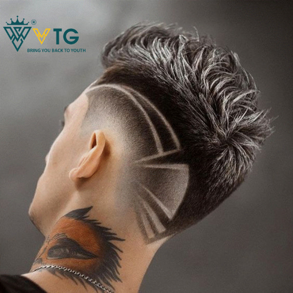 Kiểu mohican gáy nhọn với đường kẻ vạch ấn tượng phía sau