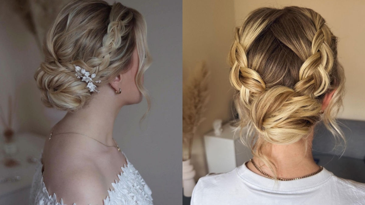 Kiểu tết tóc ngắn búi thấp sang trọng