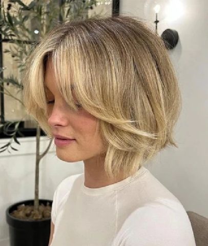 Kiểu tóc bob cổ điển mái bay cho mặt oval nữ