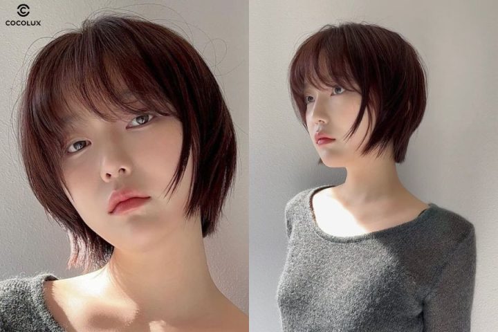 Kiểu tóc bob ngắn kết hợp mái thưa giúp gương mặt cân đối và trẻ trung