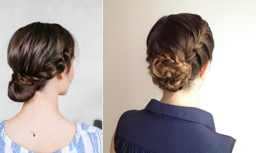Kiểu tóc búi cao hoặc tết búi gọn gàng, phù hợp với người gầy có gương mặt tròn