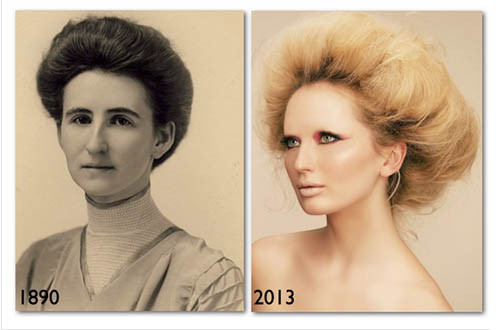 Kiểu tóc búi Gibson Girl thanh lịch, biểu tượng cho vẻ đẹp vintage nữ tính.