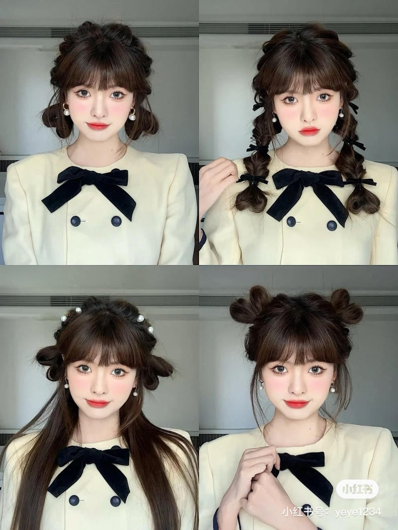 Kiểu tóc buộc hai bên đáng yêu và trẻ trung