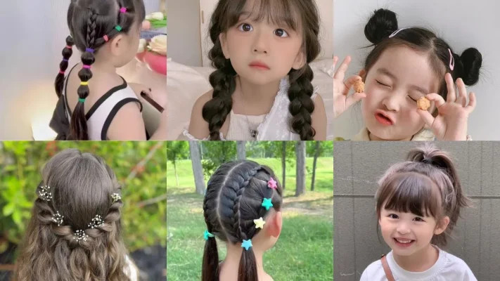 Kiểu tóc buộc nửa dịu dàng cho bé gái