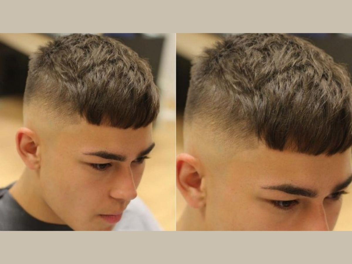 Kiểu tóc Buzz Cut, toàn bộ tóc được cắt ngắn đều bằng tông đơ, mang lại vẻ ngoài gọn gàng và tối giản, đặc trưng của kiểu tóc quân đội